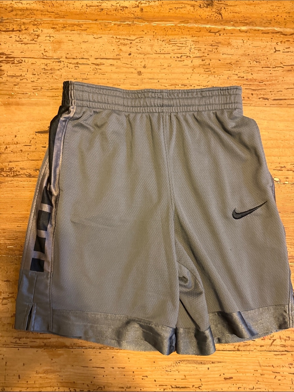 Nike Boys Light Gray Athletic Shorts with Black Swoosh